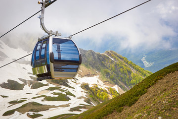 cable car in the scenic mountains