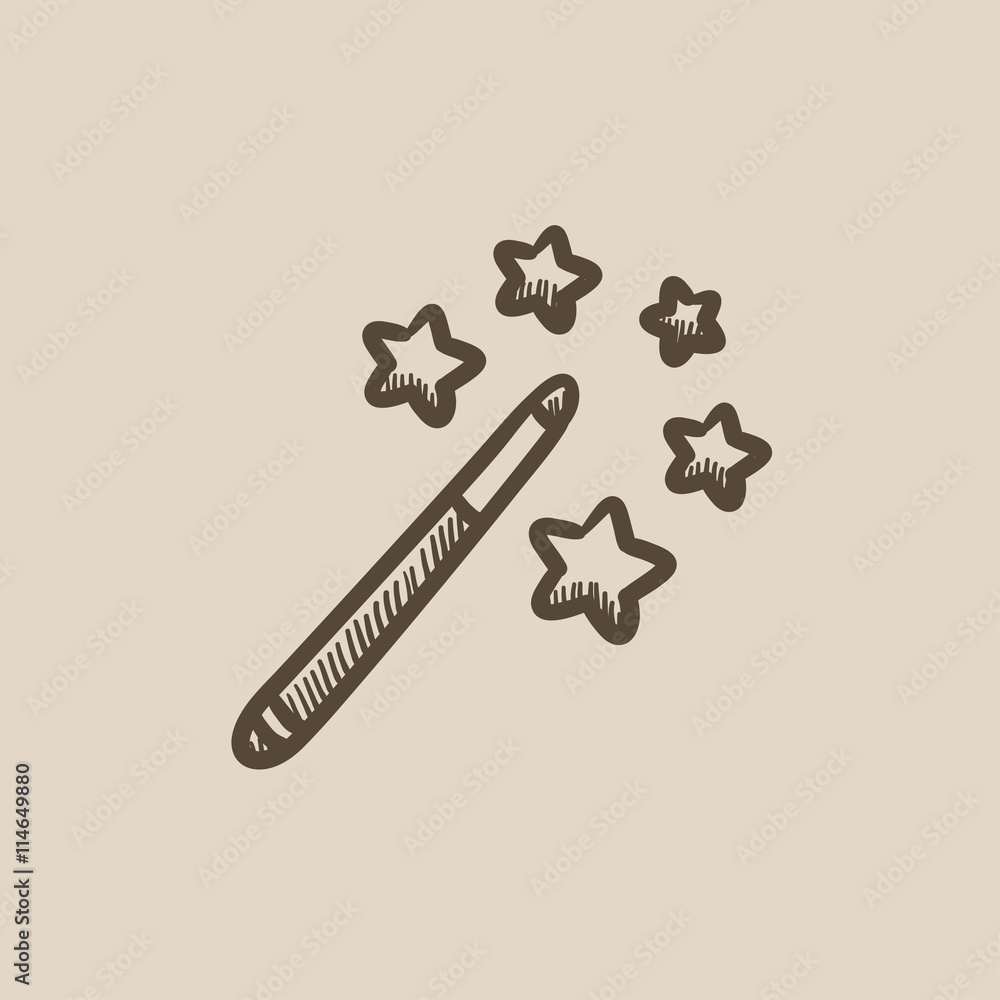 Sticker Magic wand sketch icon.