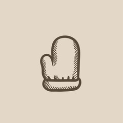 Santa mitten sketch icon.