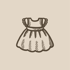 Baby dress sketch icon.