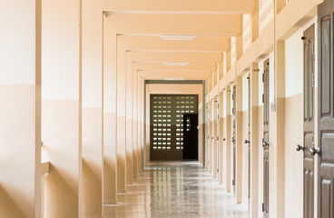 corridor, the middle school corridor interior view in thailand