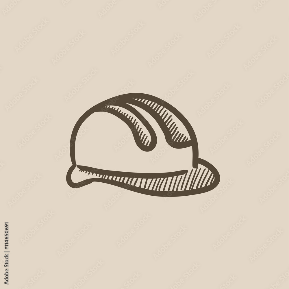 Poster hard hat sketch icon.