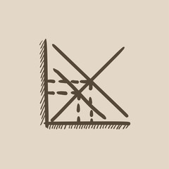 Mathematical graph sketch icon.