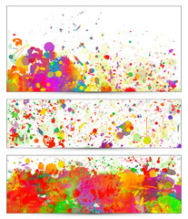 Abstract color splash vector backgrounds, banner set