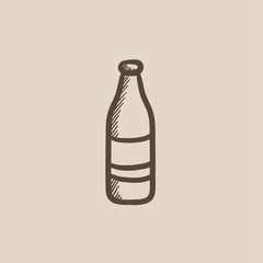 Glass bottle sketch icon.