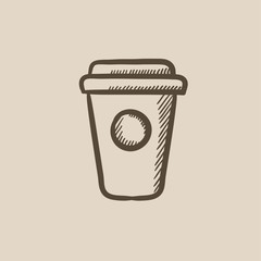 Disposable cup sketch icon.