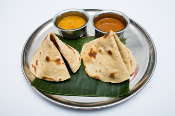 Indian tray meal with bread and sauce