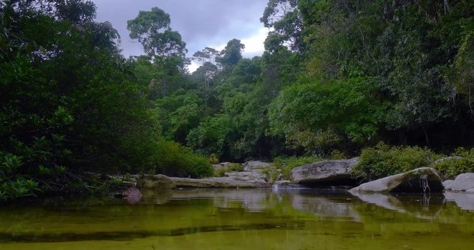 Toledo, Belize - May, 2016 - Timelapse of the upper waterfalls in Rio Blanco.