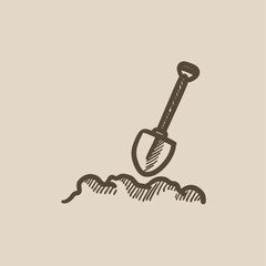 Naklejka premium Mining shovel sketch icon.