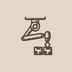 Robotic packaging sketch icon.