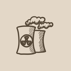Nuclear power plant sketch icon.
