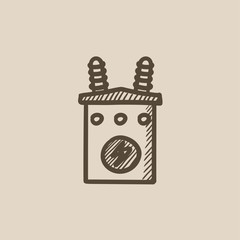 High voltage transformer sketch icon.