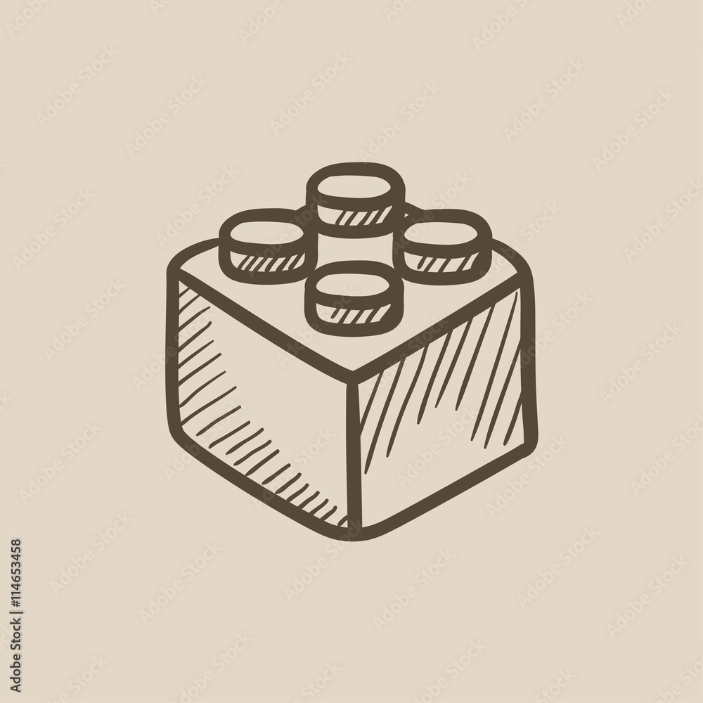 Poster Building block sketch icon.