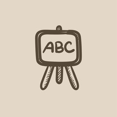 Board on stand sketch icon.