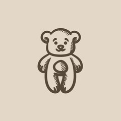 Teddy bear sketch icon.