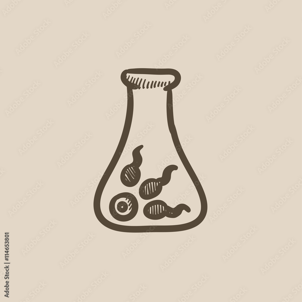 Sticker In vitro fertilisation sketch icon.