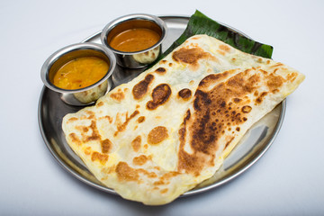 Indian tray meal with bread and sauce