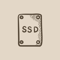 Solid state drive sketch icon.