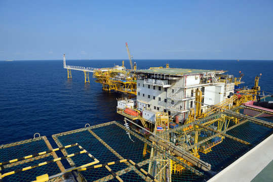 The offshore oil rig platform in the gulf of Thailand.