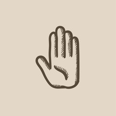 Medical glove sketch icon.