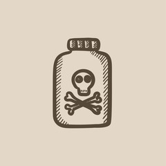 Bottle of poison sketch icon.