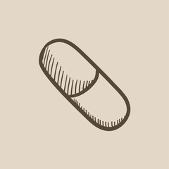 Capsule pill sketch icon.