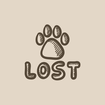 Lost Dog Sign Sketch Icon.