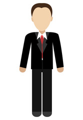 business avatar man wearing black suit and red tie front view over isolated background,vector illustration
