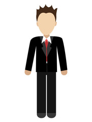 business avatar man wearing black suit and red tie front view over isolated background,vector illustration