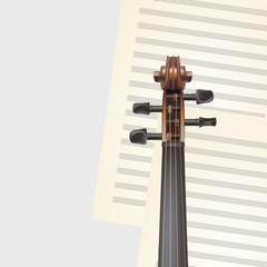 Naklejka premium violin neck on musical background