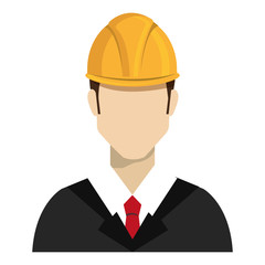 avatar construction man wearing colorful clothes and yellow helmet over isolated background, vector illustration 