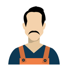 avatar construction man wearing colorful clothes front view over isolated background, vector illustration 