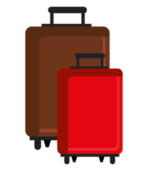 brown and red travle bags front view over isolated background, vector illustration 