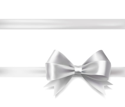  silver ribbon bow. vector decorative design elements