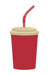 red cup and straw front view over isolated background, vector illustration 