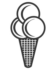 Fototapeta na wymiar black and white ice cream front view over isolated background, vector illustration 