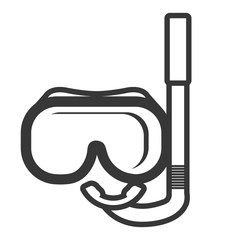 black and white snorkel stuff front view over isolated background, vector illustration 