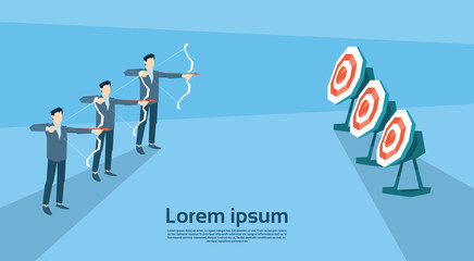 Business Man Group Aim Archer To Target Get Goal Concept