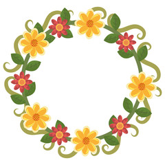 colorful flowers crown over isolated background, vector illustration