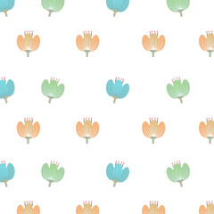 orange green and blue flowers over isolated background, vector illustration 