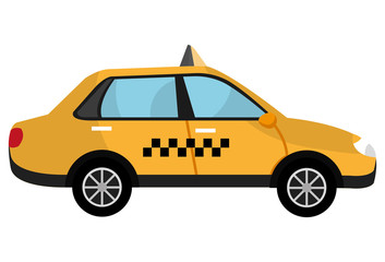 yellow taxi cab car side view over isolated background, vector illustration 
