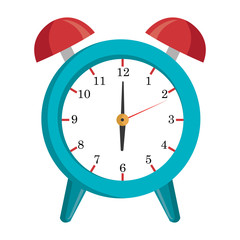 red and blue table clock front view over isolated background, vector illustration 