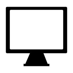 black and white computer screen front view over isolated background, vector illustration