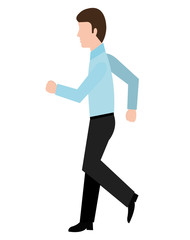 avatar business man walking side view over isolated background, vector illustration 