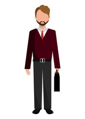 avatar business man wearing colorful clothes front view over isolated background, vector illustration 