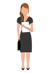 avatar business woman wearing colorful dress front view over isolated background, vector illustration 