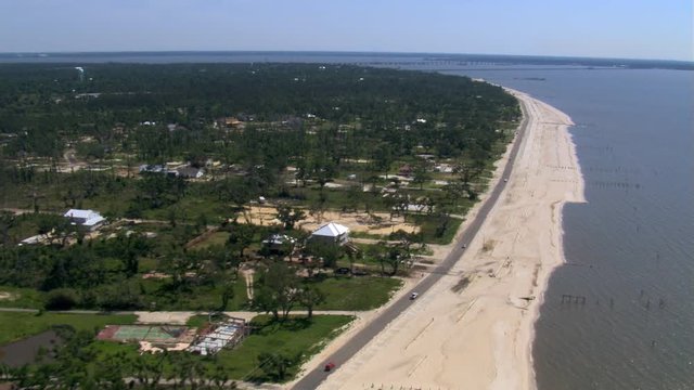 Flight Following Beach With Damage From Hurricane Katrina Evident, Gulfport, Mississippi