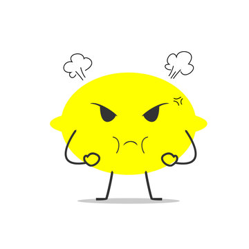 angry lemon simple clean cartoon illustration