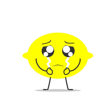 crying lemon simple clean cartoon illustration