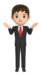 3D illustration character - A business man is troubled.